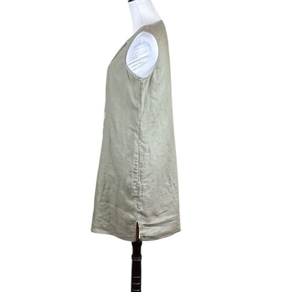 Adrienne Vittadini Lace-Up Sleeveless Tan Linen Dress, Size XS - Picture 5 of 7